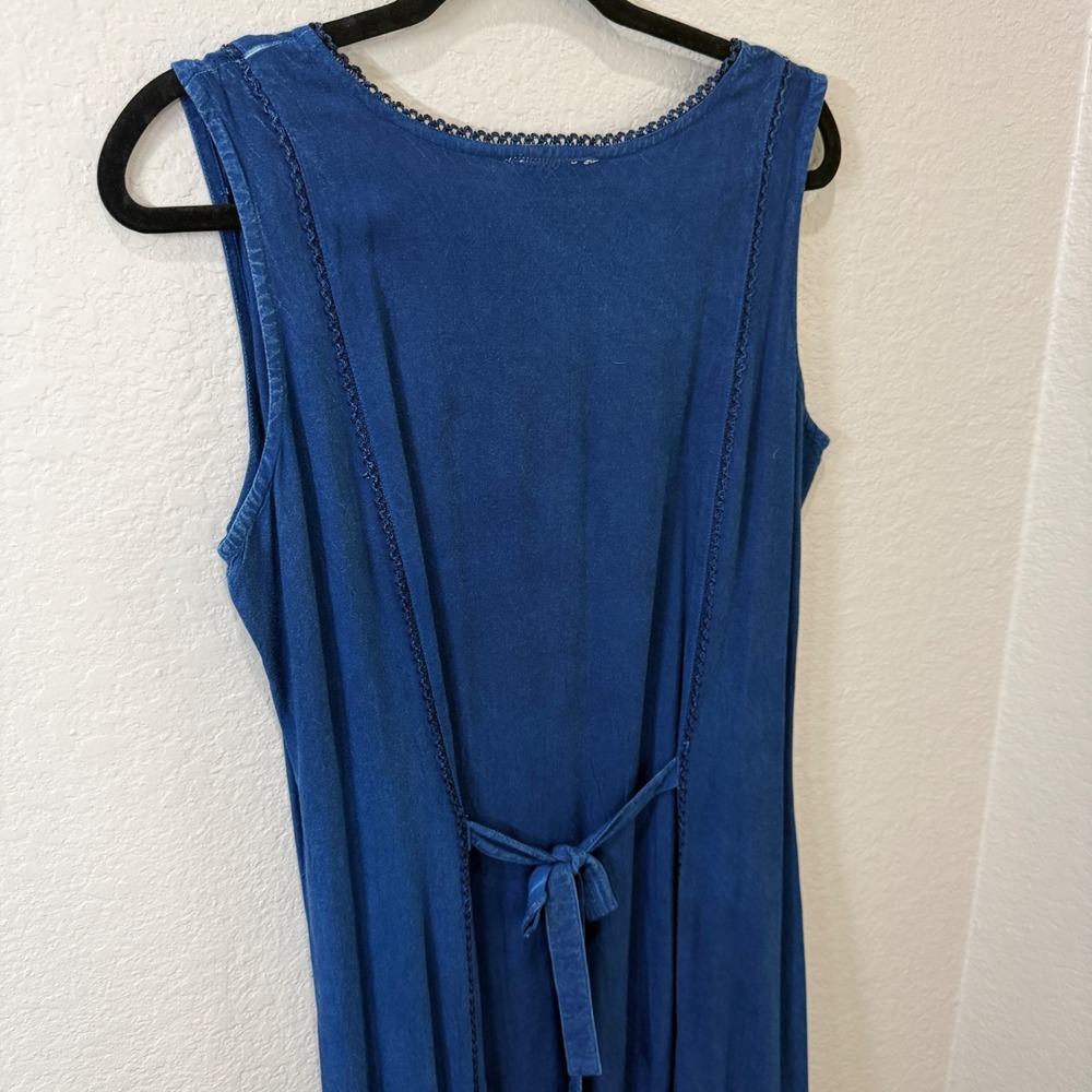 NorthStyle Blue Flowy Maxi Dress Beaded L Whimsigoth Dark Fairy Celestial Gothic - Picture 9 of 9